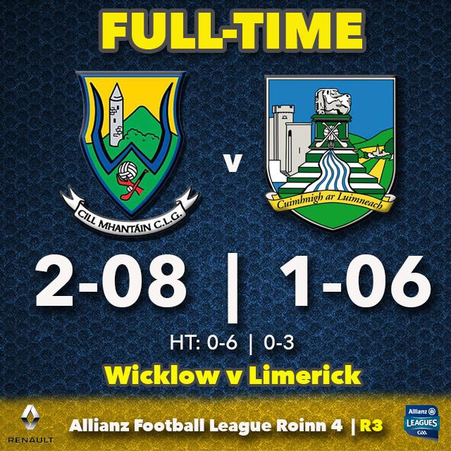 Wicklow defeat Limerick in Aughrim