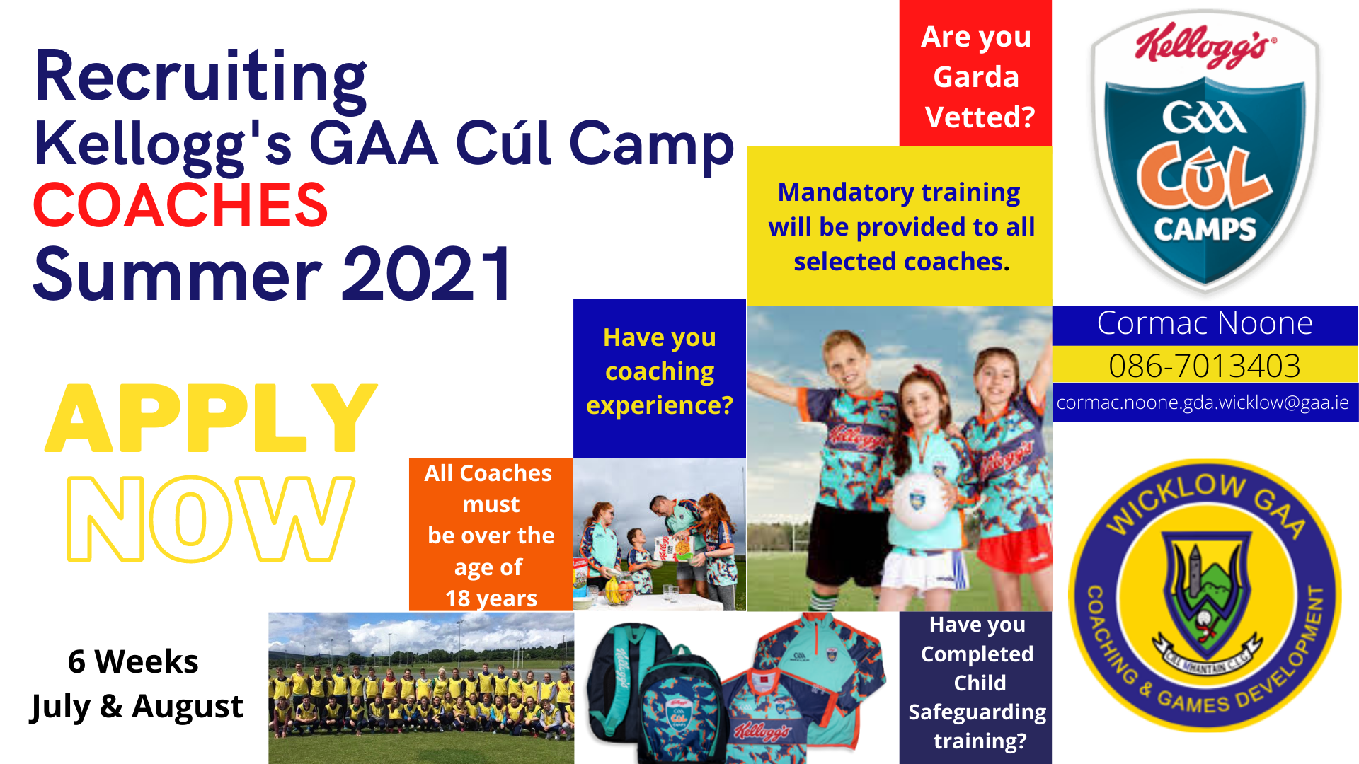Applications for Coaches for the Kellogg’s Cúl Camps 2021 now open