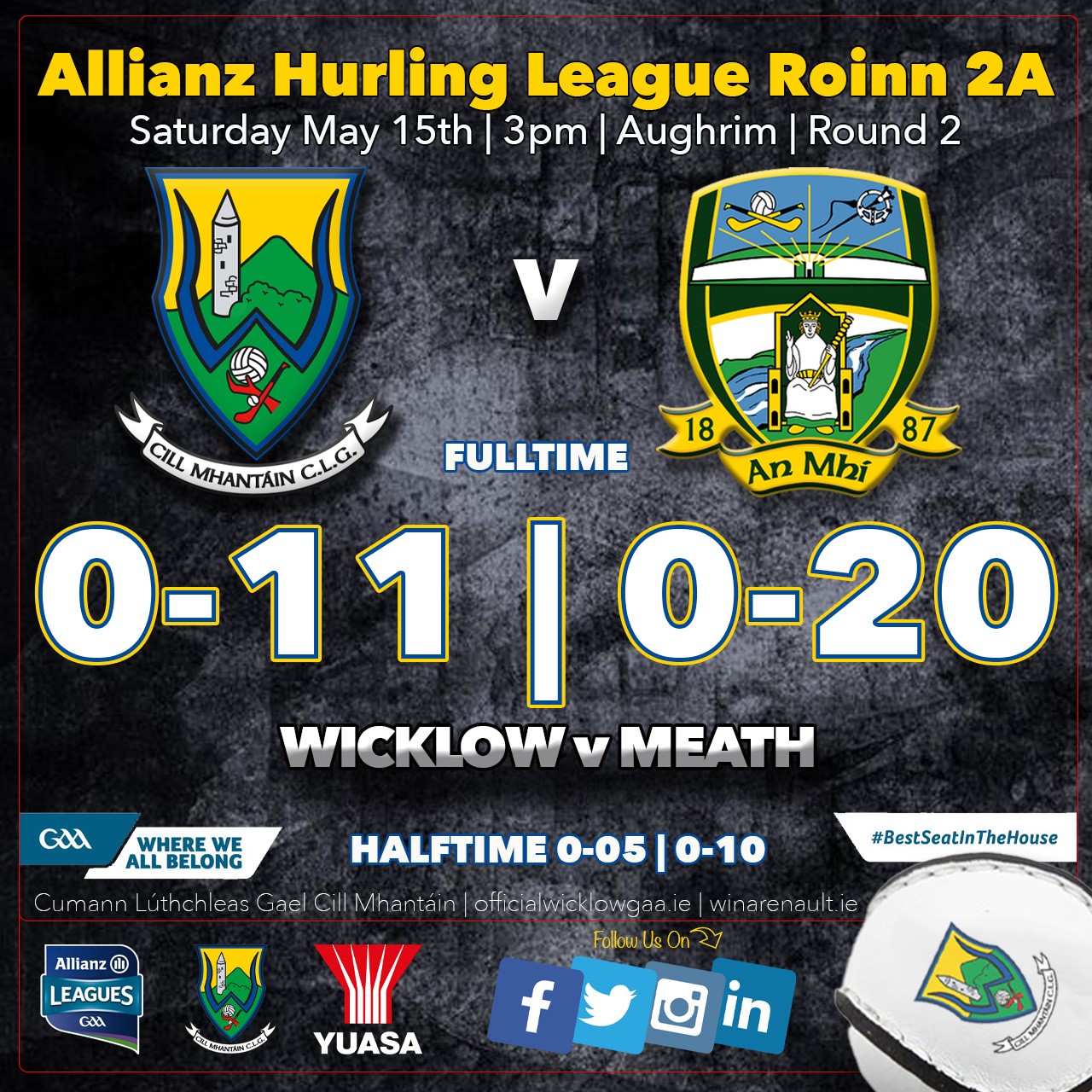 ALLIANZ HURLING LEAGUE Div. 2A Wicklow GAA