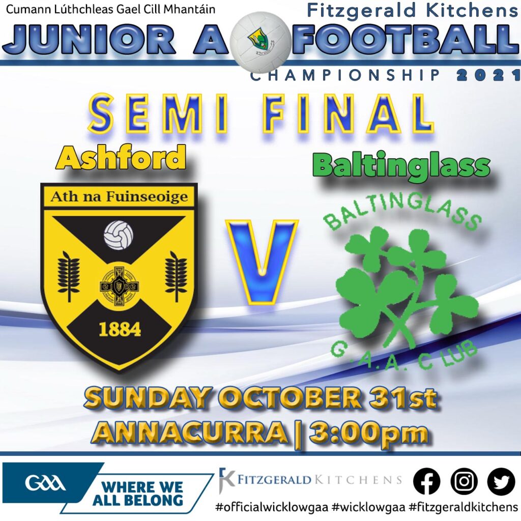 Ashford face Baltinglass in the Semi-Final of the Junior A FC