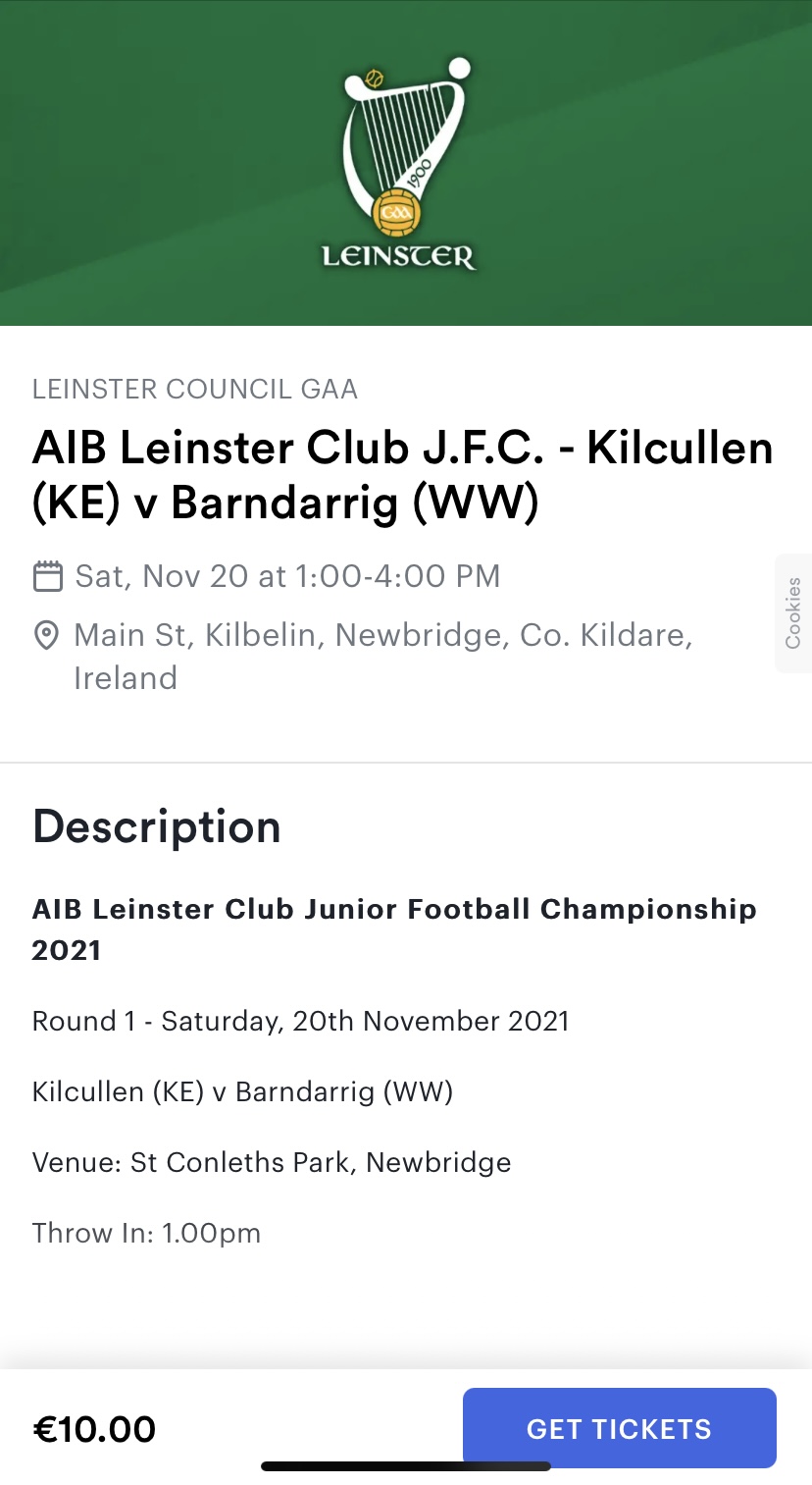 Tickets for Leinster Club JFC Barndarrig v Kilcullen