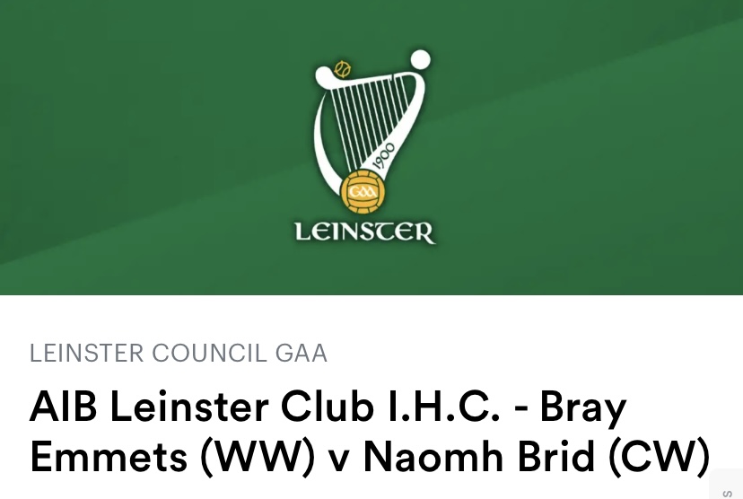 Tickets for Leinster IHC Bray Emmets v Naomh Bríd