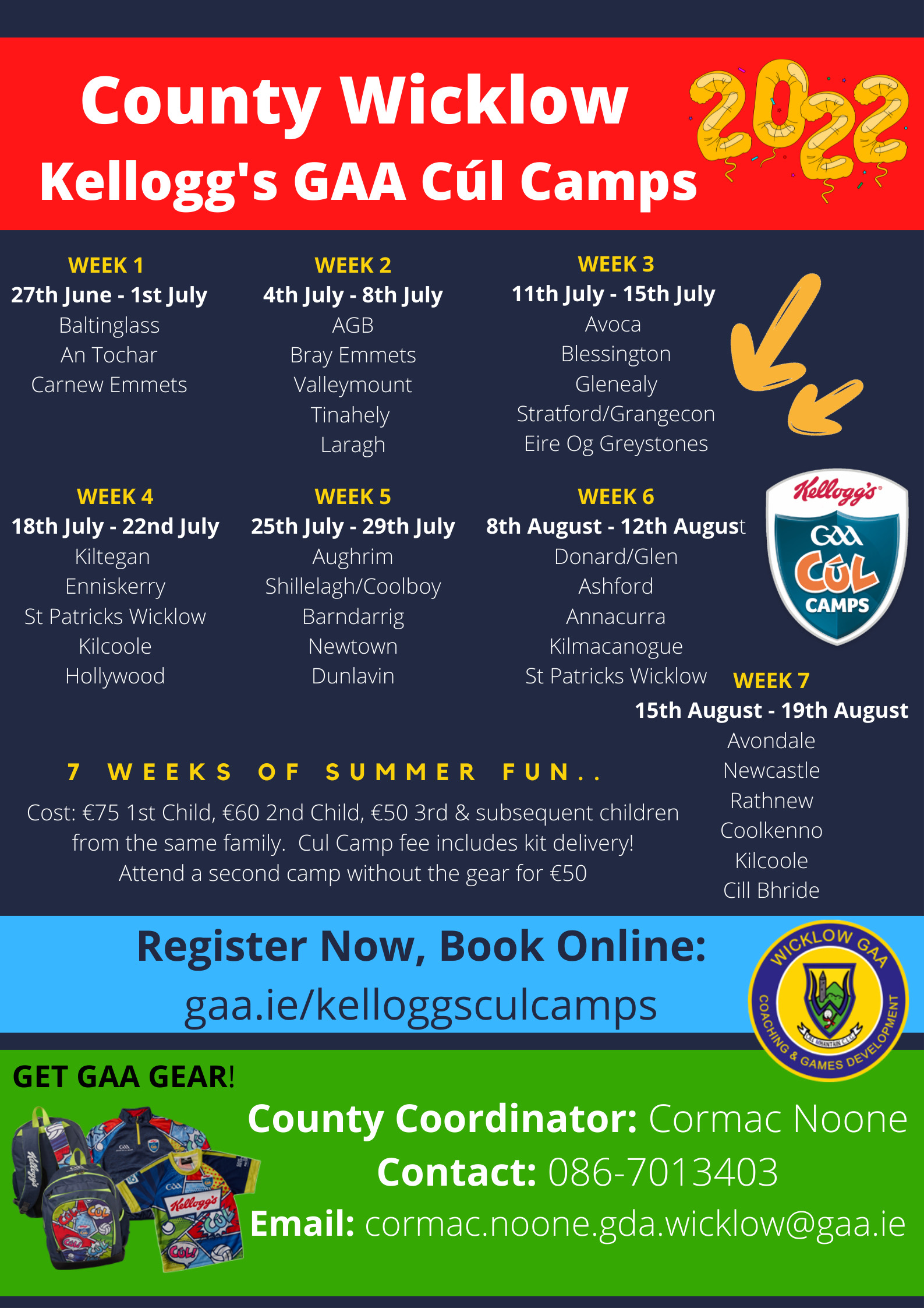 Kellogg’s GAA Cúl Camp Website is Open