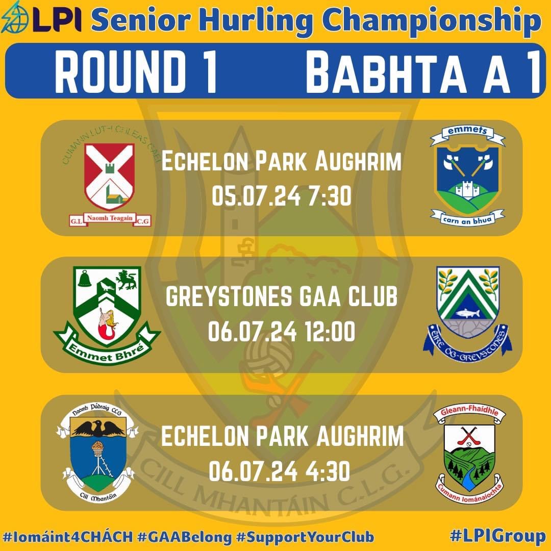 Lightening Protection Ireland Senior and Intermediate Hurling Championship Round 1