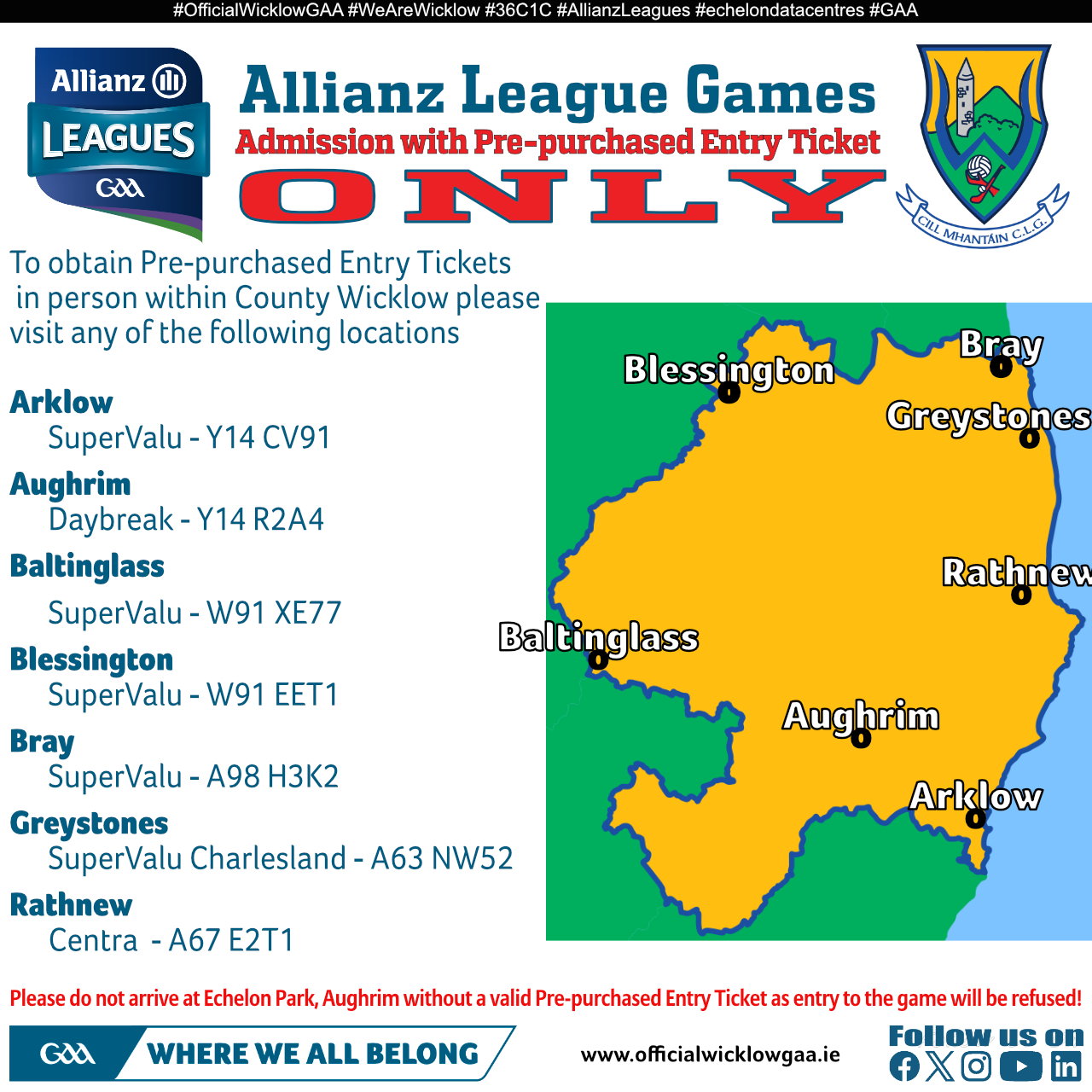 2026 Allianz League tick sales locations Wicklow